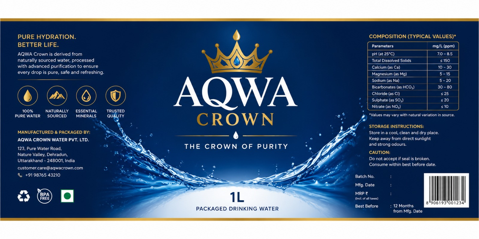 AQWA Crown 1L Label